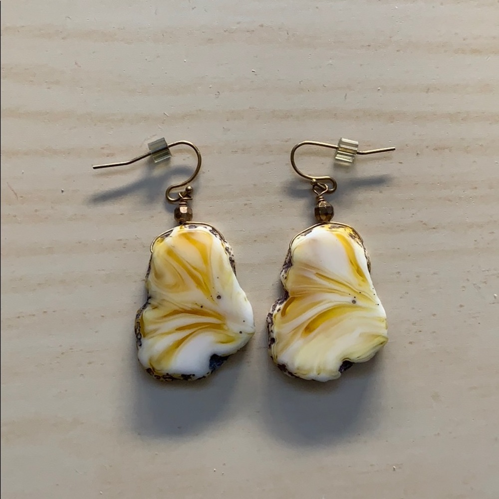 Yellow Acrylic Stone-Like Earrings